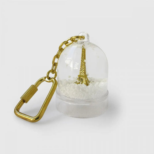 Mini-Schneekugel Eiffelturm als Schlüsselanhänger